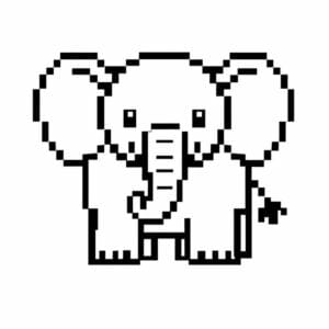 tegning af elefant i pixeleret stil - pixel art