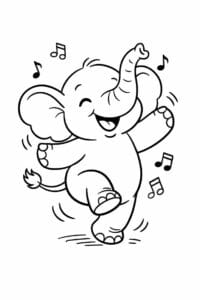 tegning af elefant danser glad – playful cartoon