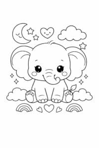 tegning af elefant i pastel drømmestil – pastel aesthetic