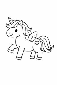 tegning af enhjørning i enkel stregtegning – simple line art