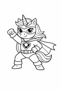 tegning af enhjørning som superhelt – superhero cartoon