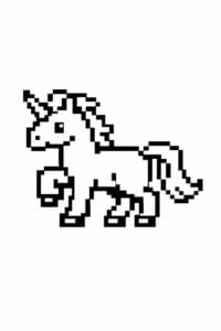 tegning af enhjørning i pixeleret stil – pixel art