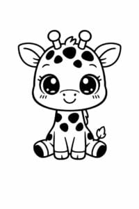 tegning af baby giraf med store øjne – kawaii
