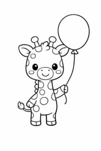 tegning af giraf med ballon – cute cartoon