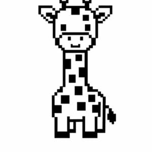 tegning af giraf i pixeleret stil - pixel art