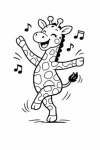 tegning af giraf danser glad – playful cartoon