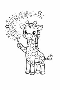 tegning af giraf med tryllestøv – whimsical fantasy