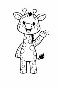 tegning af glad giraf vinker hej – simple cartoon