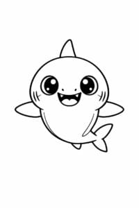 tegning af baby haj med runde øjne – kawaii