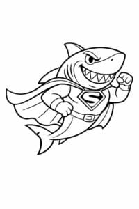 tegning af haj med superheltekappe – superhero cartoon