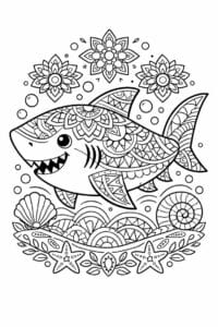 tegning af haj i mandala mønster – mandala coloring