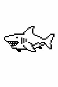 tegning af haj i pixeleret stil – pixel art