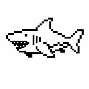 tegning af haj i pixeleret stil - pixel art