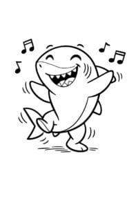 tegning af haj danser glad – playful cartoon