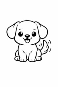 tegning af sød hund med logrende hale – cute cartoon