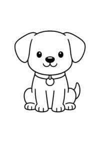 tegning af hund i enkel stregtegning – simple line art