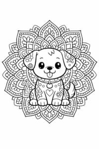 tegning af hund i mandala mønster – mandala coloring