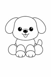 tegning af hund lavet af runde former – soft shapes