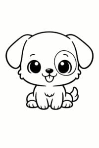 tegning af chibi hund med stort hoved – chibi