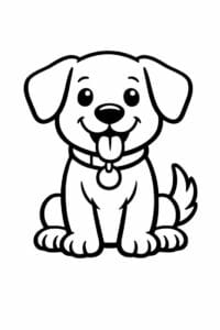 tegning af hund i kraftige sorte streger – bold outline
