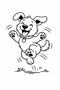 tegning af hund hopper glad – playful cartoon