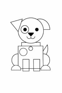 tegning af hund i geometriske former – geometric art