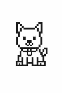 tegning af hund i pixeleret stil – pixel art