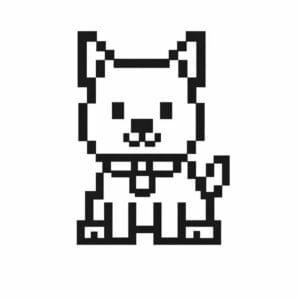 tegning af hund i pixeleret stil - pixel art