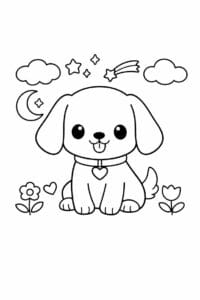 tegning af hund i pastel drømmestil – pastel aesthetic