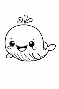 tegning af sød hval med stort smil – cute cartoon
