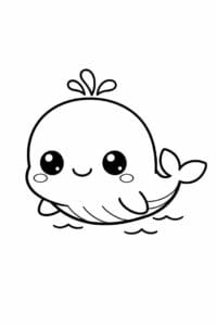tegning af baby hval med runde øjne – kawaii