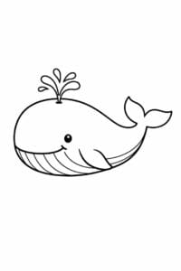 tegning af hval i enkel stregtegning – simple line art