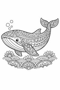 tegning af hval i mandala mønster – mandala coloring