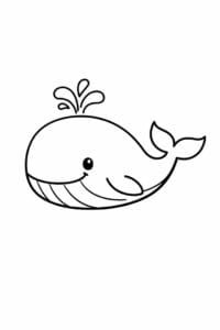 tegning af hval i minimalistisk stil – minimalist cartoon