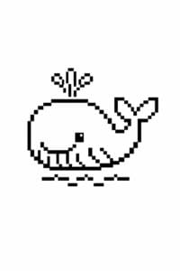tegning af hval i pixeleret stil – pixel art