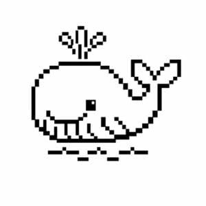 tegning af hval i pixeleret stil - pixel art
