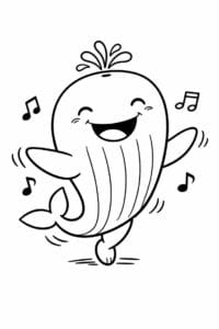 tegning af hval danser glad – playful cartoon