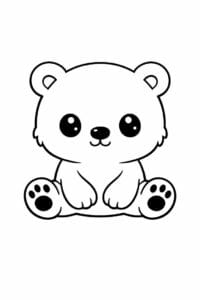 tegning af baby isbjørn med runde øjne – kawaii