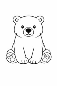 tegning af isbjørn i enkel stregtegning – simple line art