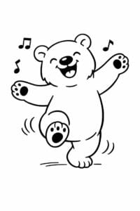 tegning af isbjørn danser glad – playful cartoon
