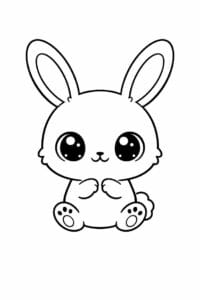 tegning af baby kanin med store runde øjne – kawaii