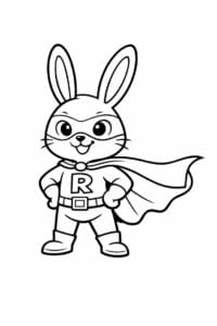 tegning af kanin med superheltekappe – superhero cartoon