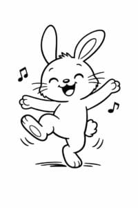 tegning af kanin danser glad – playful cartoon