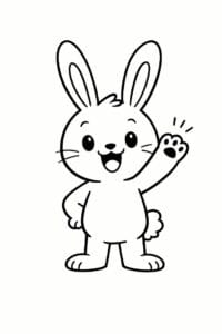 tegning af glad kanin vinker hej – simple cartoon