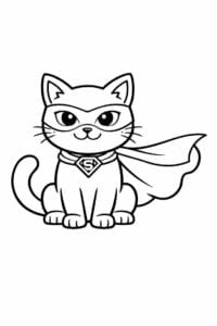 tegning af kat med superheltekappe – superhero cartoon