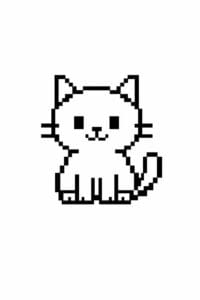 tegning af kat i pixeleret stil – pixel art
