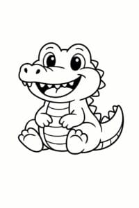 tegning af sød krokodille med stort smil – cute cartoon