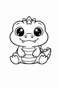 tegning af baby krokodille med runde øjne – kawaii