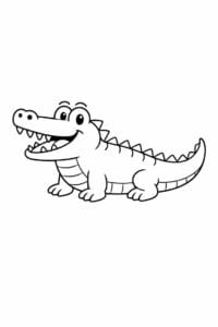 tegning af krokodille i enkel stregtegning – simple line art
