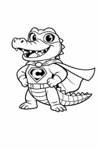 tegning af krokodille med superheltekappe – superhero cartoon